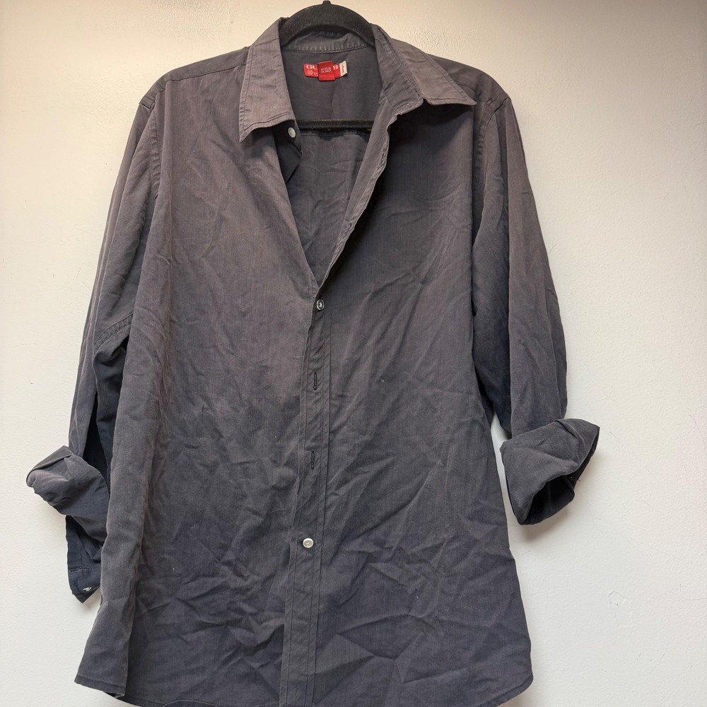 Guess Button Down Shirt Mens Large Charcoal Grey Excellent Long Sleeve Casual